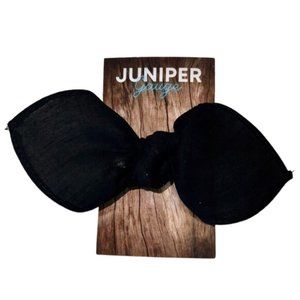 Solid Black Rockabilly Bandana Knotted Hair Bow